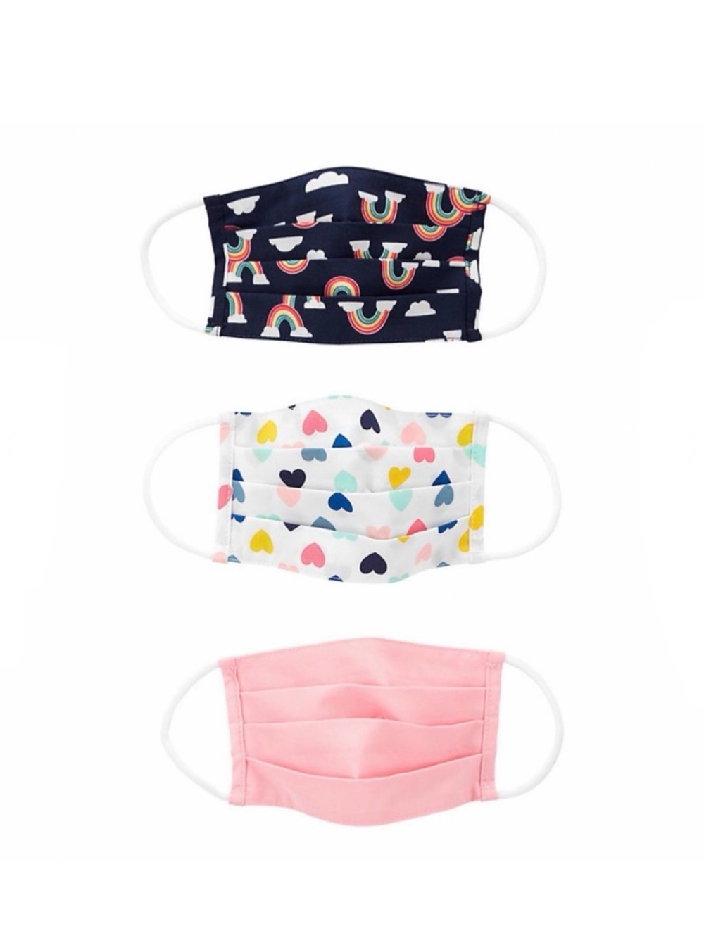 CARTER’S HEARTS/RAINBOWS WASHABLE CLOTH FACE MASKS - OS (NEW WITH TAGS) A14